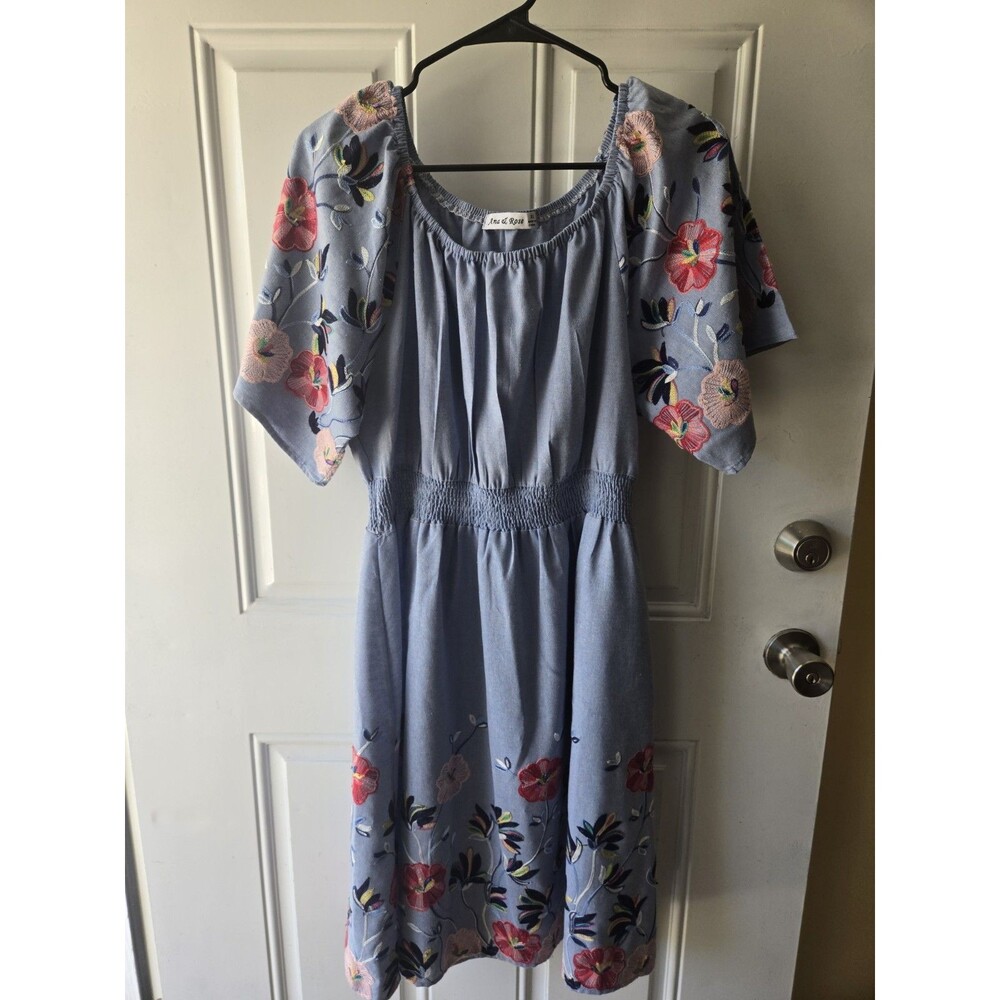 Ana &Rose Dress Floral Embroidery Womens XL  Cottage Core